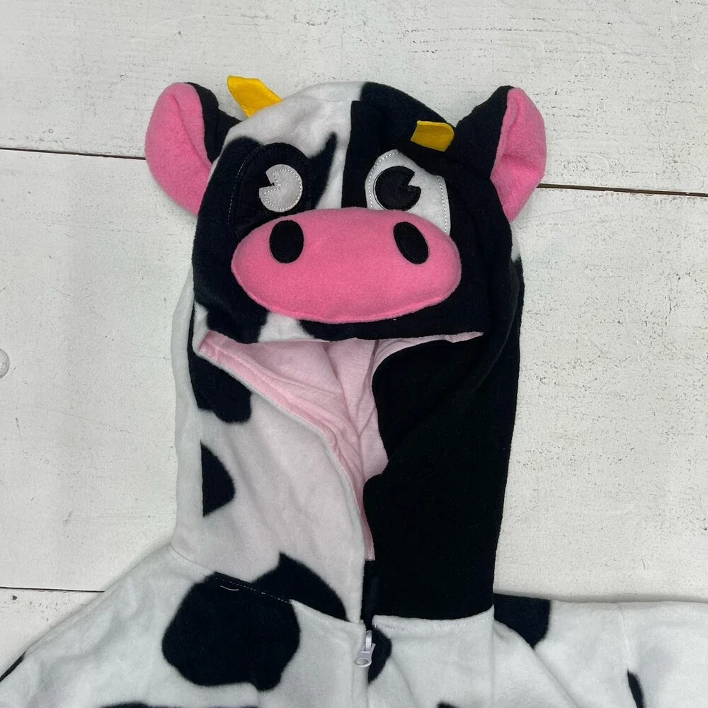 Black White Spotted Cow With Hood & Udders 1 Piece Halloween Women’s Size S NEW